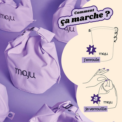 Fonctionnement de la fermeture du sac isotherme maju de couleur violet. [Violet]